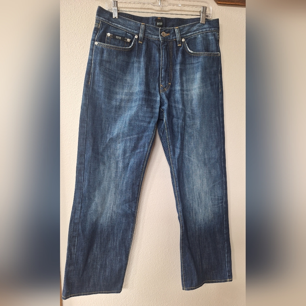 Hugo Boss Mens Jeans Regular Straight Leg Blue Wash 100% Cotton Texas 33x32